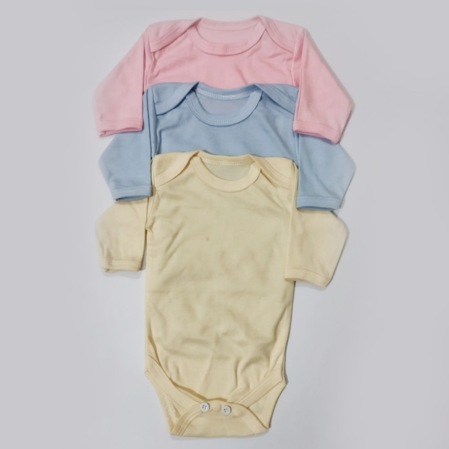 Pack of 3 Baby Bodysuits – Full-Sleeve Romper Set for Newborns and Infants (0-12 Months) – White & Multicolor Options - Image 4