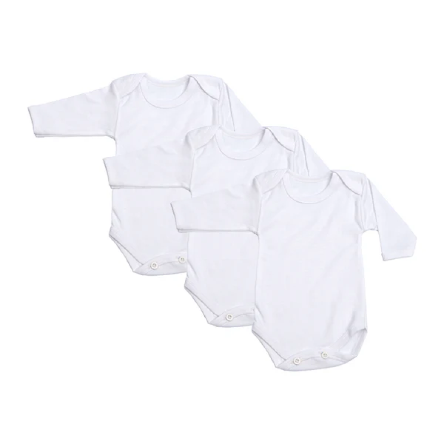 Pack of 3 Baby Bodysuits – Full-Sleeve Romper Set for Newborns and Infants (0-12 Months) – White & Multicolor Options - Image 3